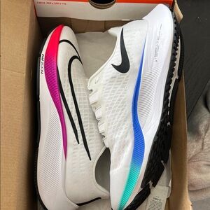 Nike White Sneakers with Pink and Blue Accents